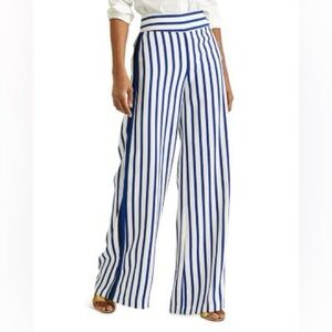 LAUREN Ralph Lauren “Margit” Striped Side Button Wide Leg Pants